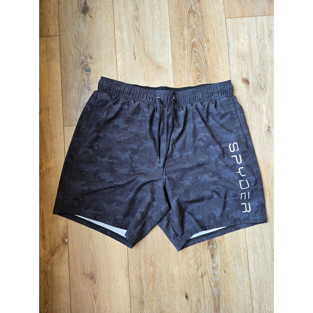 Spyder Swim Trunks Mens XXL black gray Athletic Shorts Drawstring Beach